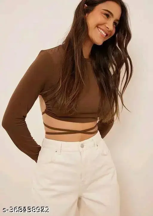 BACK SINGLE DORI CROP TOP BROWN COLOUR FOR WOMEN AND GIRL